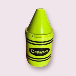 Vintage Green Crayon Plastic Cup & Lid 1980s Handled Drinking Collectible Kids